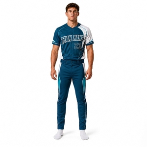 Custom Baseball Uniform Men Jersey Pants Set Full Button Sublimated Team Sportswear Personalized OEM Private Label Manufacturer - Product Image 1