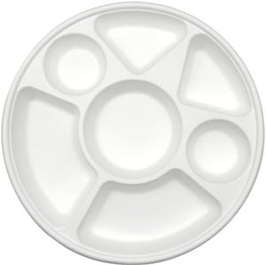 Assiettes jetables 100 % naturelles robustes à 7 compartiments, biodégradables, écologiques, en bagasse, formes variées, 2026 - Product Image 1