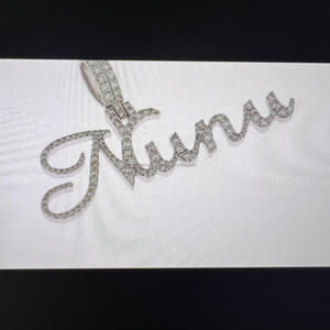 Fine Jewelry Custom Iced Out <b>Name</b> Hip Hop 925 Silver Vvs Diamond Party White Gold Plating Pendant - Product Image 3