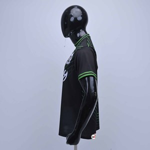 Maillots de football sublimés Victory Star pour hommes, noir et vert, col rond, manches courtes, polyester, vêtements respirants, maillots de football - Product Image 3