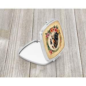 Basset Hound Flowers Miroir de maquillage de voyage compact Cadeau de conception portable pliant pour femmes et filles - Product Image 2