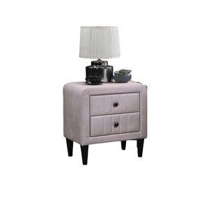 Comodino in Velluto Rosa Chiaro con Design Elegante, 2 Cassetti, Gambe in Vetro Temperato, Arredamento Camera da Letto - Product Image 2