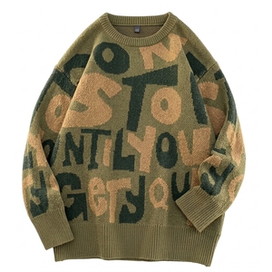 Pull tricoté pour homme style streetwear américain, col rond personnalisé, coupe ample, manches longues, décontracté, automne-hiver, fabricant - Product Image 1