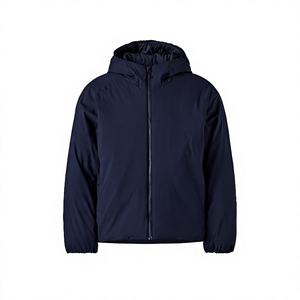 Chaqueta con capucha azul marino para hombre, a prueba de viento, con cierre, ligera y deportiva para otoño. - Product Image 1
