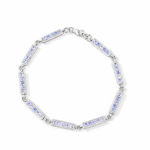 Pulsera de Plata de Ley 925 con Dije de Tanzanita y Eslabones Redondos, Bañada en Oro y Rodio - Product Image 4