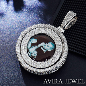 สร้อยคอจี้ฮิปฮอป เงินแท้ 925 ชุบทองคำขาวและโรสโกลด์ ดีไซน์สำหรับทั้งชายและหญิง ประดับเพชรโมอิสซาไนต์ - Product Image 2