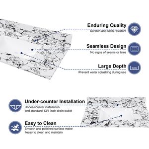 Top per Mobile Bagno in Marmo Artificiale 37''x22'' con 1 Lavabo in Ceramica Pre-Forato da Incasso e Paraschizzi - Product Image 5