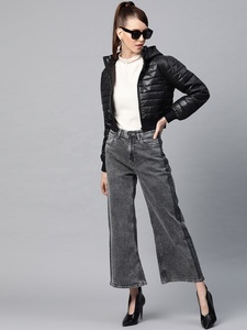 Fabricants de vêtements pour femmes en gros personnalisé dames hiver bulle femme vêtements doudoune et manteaux col noir couleur - Product Image 4