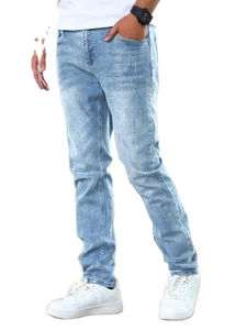 Jeans en denim coupe droite pour homme |   Pantalon décontracté confortable avec broderie et boutons, écologique, idéal pour les activités de plein air au printemps - Product Image 3