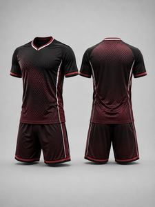 Créez votre propre ensemble d'uniformes de football pour hommes adultes de haute qualité, personnalisé, en polyester 100% respirant, à col en V et manches courtes - Product Image 1