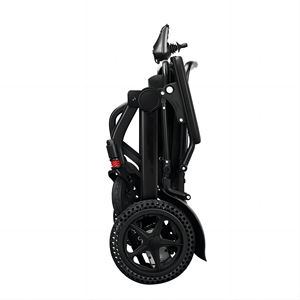 Fauteuil roulant électrique pliable de haute qualité, fabriqué au Japon, avec batterie intégrée, cadre en alliage d'aluminium de classe II, noir, garantie 2 ans à domicile. - Product Image 2