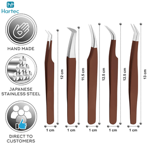 Wholesale Rate Brown Finish High-Precision Beauty Tools Stainless Steel Ergonomic Design Eyelash Extension and Volume Tweezers - Product Image 4