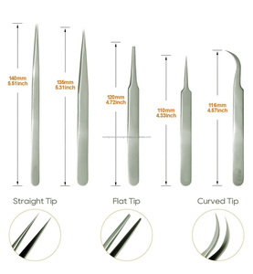 Ensemble de pinces à cils en acier inoxydable de précision, pointe lisse, courbées et droites, pour application beauté - Product Image 4