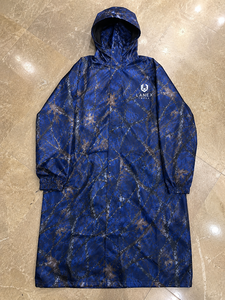 New Custom Blue Camo Thin Waterproof Hooded Long Outdoor Hunting & Fishing Windproof Hiking <b>Rain</b> <b>Coat</b> OEM ODM - Product Image 6