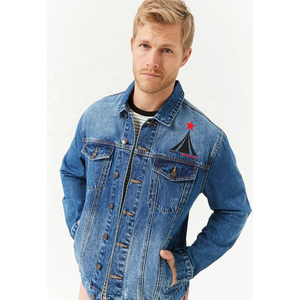 Chaqueta de Mezclilla Índigo de Alta Gama OEM - Construcción Duradera de Una Sola Costura con Bolsillo en el Pecho y Logotipo - Calidad de Exportación para Hombre - Product Image 1
