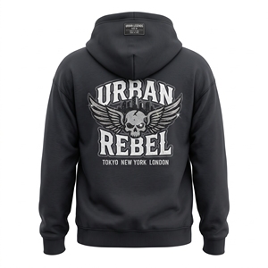 Sudadera con Capucha Unisex Negra, Corte Recto, Cierre de Cremallera, Estilo Holgado, Poliéster/Algodón, Felpa Francesa de 350g, Informal, para Otoño - Product Image 3