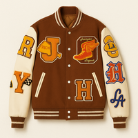 Veste universitaire vintage en chenille personnalisée en gros, veste de baseball brodée avec lettres, streetwear unisexe, fabricant OEM