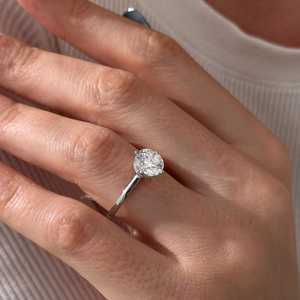 2 Carat Round D VVS2 Lab Grown Diamond Compass Set <b>UNIQUE</b> <b>Engagement</b> <b>Ring</b> , 14k White Gold , IGI Certified - Product Image 2