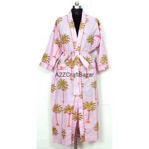 Kimono Informal 100% Algodón, Ropa de Dormir, Ropa de Playa, Diseño Floral Indio, Transpirable, de Secado Rápido, con Cordón Ajustable, para Verano, Invierno y Primavera - Product Image 5