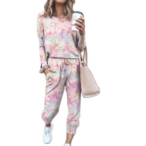 Custom Tie Dye Print Tracksuit for Women Jogger Sweatsuit 2 Piece Set Jogger Pants Track Suit for Women Slim Fit <b>Jogging</b> Suit - Product Image 3