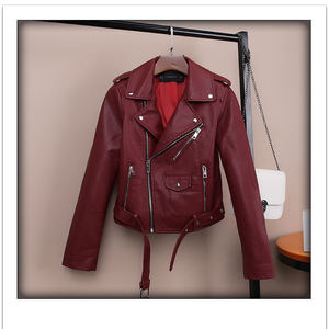 New Winter Fashion Regular Button-Up Collar Waterproof Windproof Faux Leather Motorcycle <b>Jacket</b> <b>Women</b> Zipper Pu Casual Coat Faux - Product Image 3