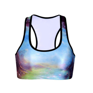Customize Sublimation Printing Yoga Wear Sports Bra For Women Athletic Exercise Wear Racer <b>Back</b> Removable <b>Pads</b> Fitness Bras - Product Image 2