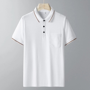 New Men's Polo <b>Shirt</b> - Short Sleeve Turn Down <b>Collar</b> Business Casual <b>T</b>-<b>Shirt</b>, Pocket Design, Breathable & Comfortable - Product Image 1