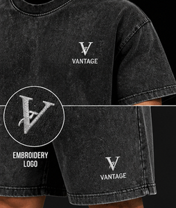 Conjunto de Verano Transpirable de Dos Piezas con Logotipo Personalizado, Pantalones Cortos y Camiseta con Lavado Ácido y Lavado a la Piedra, 100% Algodón, Tallas Grandes - Product Image 4
