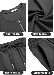 T-shirt et short d'été pour homme, respirant, uni, décontracté, en tissu tricoté imprimé numériquement, 100% polyester, léger, 220g, pour la gym et la course à pied - Product Image 5