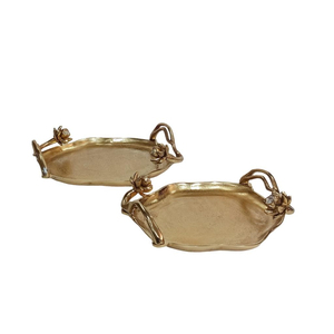 Gold <b>Candle</b> Holder Serving Tray with Branch Handle Decorative Food Snack Platter Storage Trays Table Bar - Product Image 5