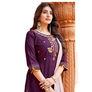 Nouveau haut de travail en viscose et bas en lycra de coton avec jacquard de mousseline pure Dupatta - Product Image 1