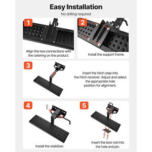 Support de récepteur universel de 2 pouces avec protection de pare-chocs arrière large antidérapante, capacité de charge de 350 lb, kit de stabilisation avec goupille - Product Image 6