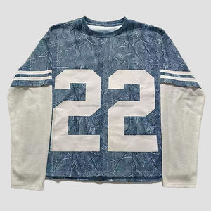 Camisetas térmicas de manga larga con gráfico de gran tamaño de calle personalizada para hombre Camiseta de manga larga de doble capa con serigrafía vintage - Product Image 3