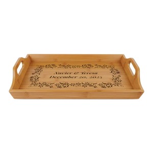 Bandeja de madera elegante con acabado artesanal, diseño duradero, ideal para servir comida, bebidas, aperitivos, decoración para el hogar y la cocina. - Product Image 1