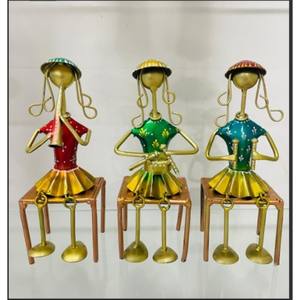 ชุดตุ๊กตาโลหะนักดนตรีพื้นบ้านราชสถานแบบดั้งเดิม (ชุดที่ 3) - ดีไซน์แนวตั้ง เคลื่อนย้ายได้ สำหรับงานฉลองงานแต่งงานและเทศกาลดีวาลี - Product Image 1