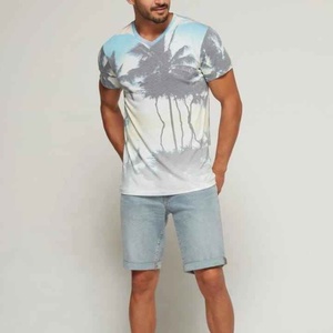 Men's 100% Cotton Knitted Sun Faded Vintage <b>Ringer</b> <b>T</b>-<b>Shirt</b> Acid Washed Regular Fit Silk Screen Printing Custom Logo Letter - Product Image 2
