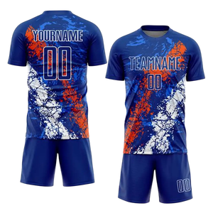 Uniforme de fútbol personalizado conjunto hombres niños transpirable 100% poliéster fútbol Jersey pantalones cortos Kit equipo partido entrenamiento desgaste OEM ODM - Product Image 1