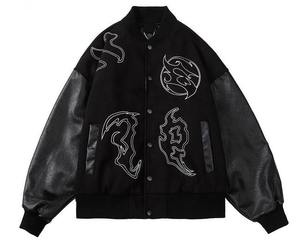 แจ็คเก็ตเบสบอลแบบวาร์ซิตี้กันน้ำสำหรับฤดูหนาว ไซส์พลัส  แบบสั่งทำพิเศษ  ตกแต่งด้วยแพทช์ปักลายตัวอักษร  แขนเสื้อทำจากผ้าขนสัตว์  สำหรับผู้ชาย  รักษาสิ่งแวดล้อม - Product Image 5