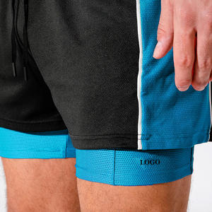 กางเกงขาสั้นกีฬาผู้ชาย โพลีเอสเตอร์ สำหรับวิ่ง ออกกำลังกาย ยืดหยุ่น แห้งเร็ว สไตล์อเมริกัน สองชั้น บาสเก็ตบอล OEM ฟิตเนส ลำลอง ความยาวปานกลาง - Product Image 4