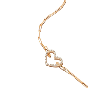 Collar de Cadena con Cristales en Forma de Corazón Chapado en Oro, Estilo Romántico, Unisex, para Uso Diario - Product Image 3
