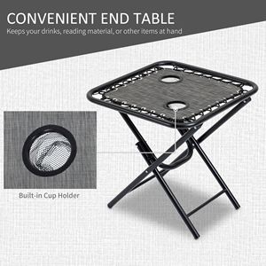 Sedie reclinabili da patio grigie con tavolino laterale per bordo piscina e campeggio - Set da 3 pezzi - Product Image 5
