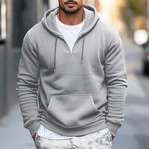 Venta al por mayor Unisex Plus Size Fleece Pullover Color Block cuello con capucha de manga larga logotipo personalizado bordado sudaderas gruesas - Product Image 1