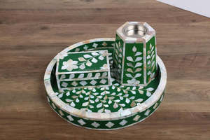 Exquisito juego de quemador de incienso árabe de perlas de lujo con Incrustaciones de nácar Ideal para Ramadán Eid y rituales festivos de fragancia - Product Image 6