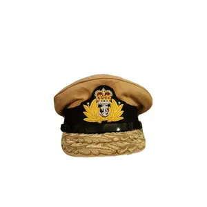 Britse Koninklijke Officier Admiraal Kaki Tropische Hoed Piekpet | Handbeveiligings Uniformen | Pocket Edelmetaaldraad Badges