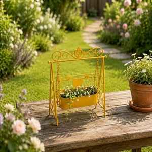 Fontaine de jardin suspendue moderne en fer forgé avec motif cœur, support de sol multifonctionnel pour pot de fleurs extérieur - Product Image 5