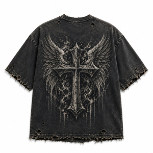 เสื้อยืดพิมพ์โลโก้ตามสั่ง เนื้อผ้าหนา 100% คอตตอน 300 GSM สไตล์วินเทจ ลุคย้อนยุค สตรีทแวร์ ใส่ได้ทั้งชายและหญิง - Product Image 2