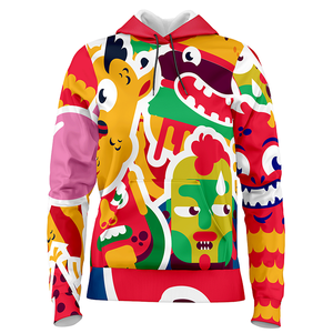 Brightly Colored Graffiti-Print Vibrant Mixture Paint Splatter Street Style Lettering Sublimation Breathable Zip-Up Hoodie - Product Image 6