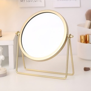 Espejo de pie alto de hierro forjado, estilo vintage, dorado, para maquillaje, con base de metal negro y rosa dorado, espejo decorativo para tocador - Product Image 3