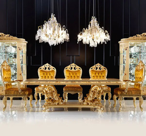 ชุดโต๊ะรับประทานอาหารไม้สักแกะสลักสไตล์ยุโรปสุดหรูหรา  รักษ์โลก เหมาะสำหรับโรงแรมและห้องรับประทานอาหารสุดหรู ผลิตในอินโดนีเซีย - Product Image 1