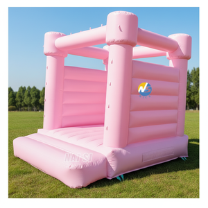 Château gonflable rose pastel pour tout-petits à prix abordable, en PVC durable, idéal pour les fêtes en intérieur - Product Image 1